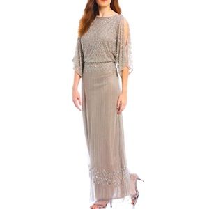 Pisarro Nights Beaded Bodice Blouson Gown